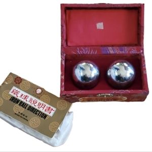 Vintage Chinese Silver Chime Baoding‎ Balls In Orginal Red Box